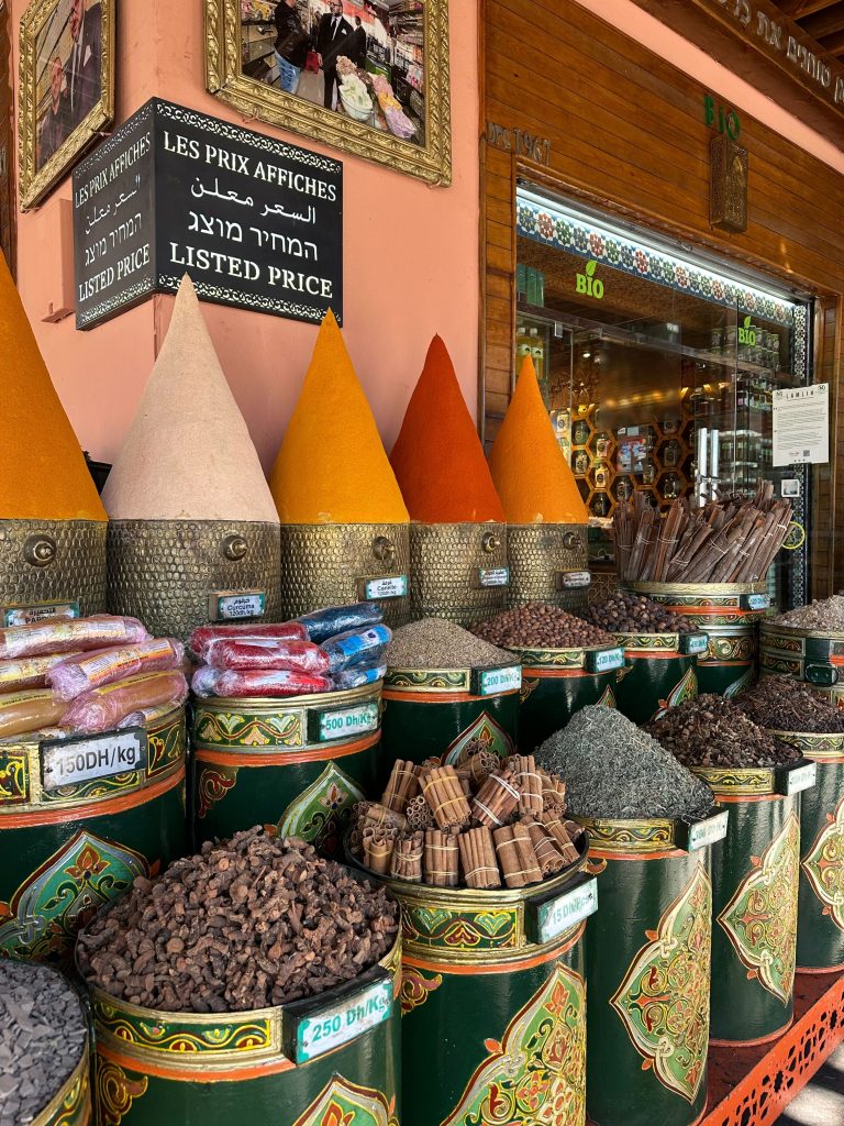 variety of species in marrakesh in a stand outside a shop